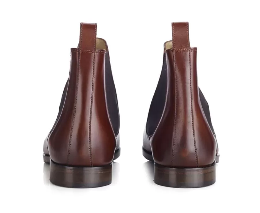 Sale Botines Chelsea de piel para hombre Chocolate patinado Bergame Patin Botas Chelsea | Botas Y Botines