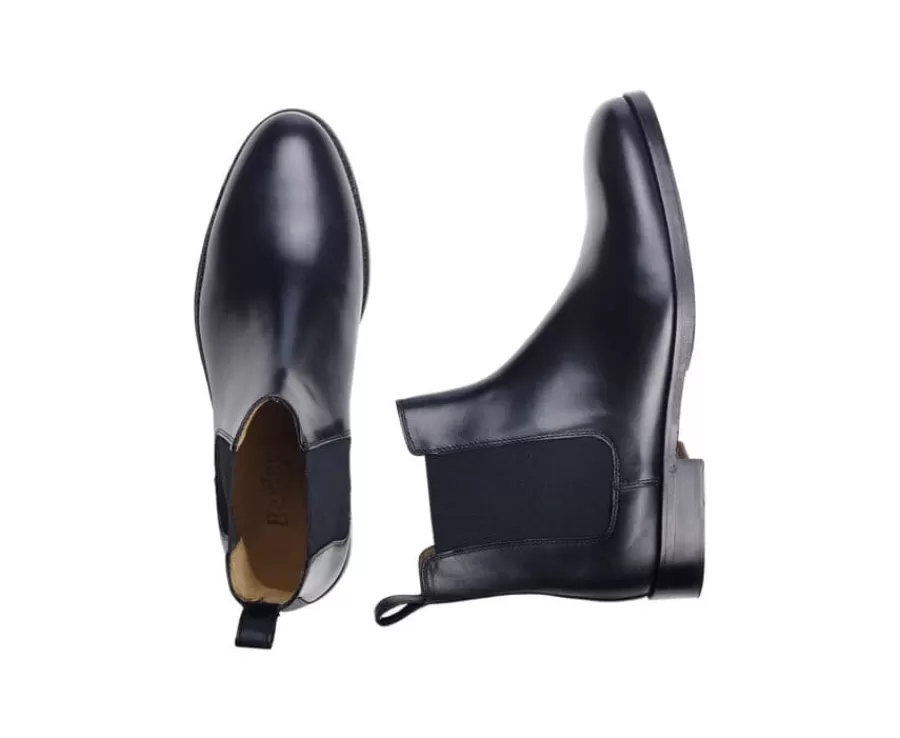 Flash Sale Botines de hombre Negros con suela de cuero y goma de caucho Dovon Patin Botas Chelsea | Botas Y Botines