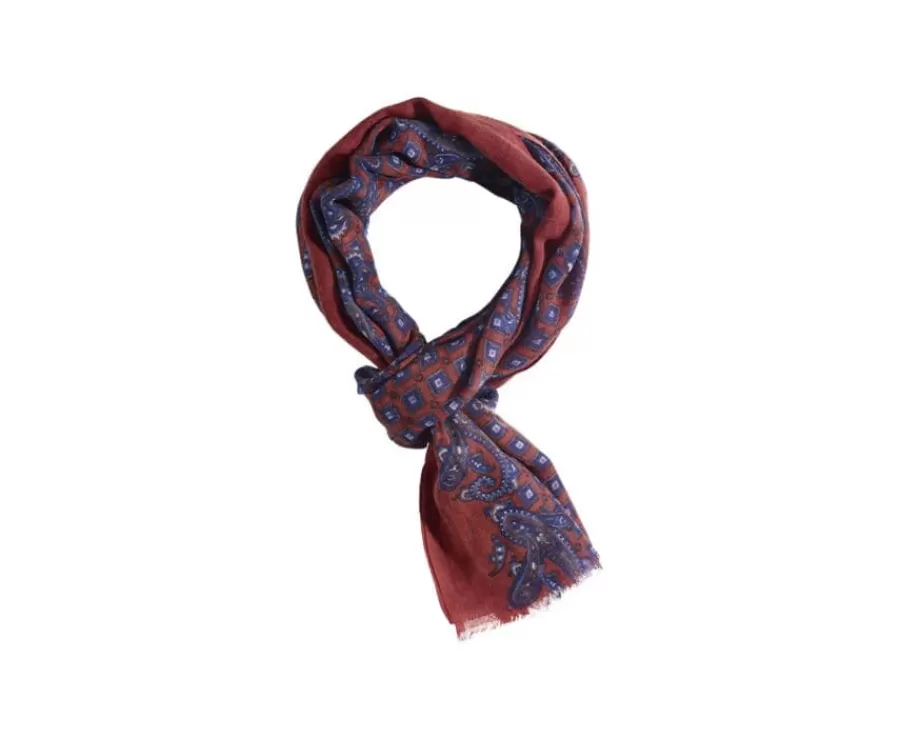 Best Sale Bufanda de Lana Rojo motivo Azul Bufandas Y Pañuelos