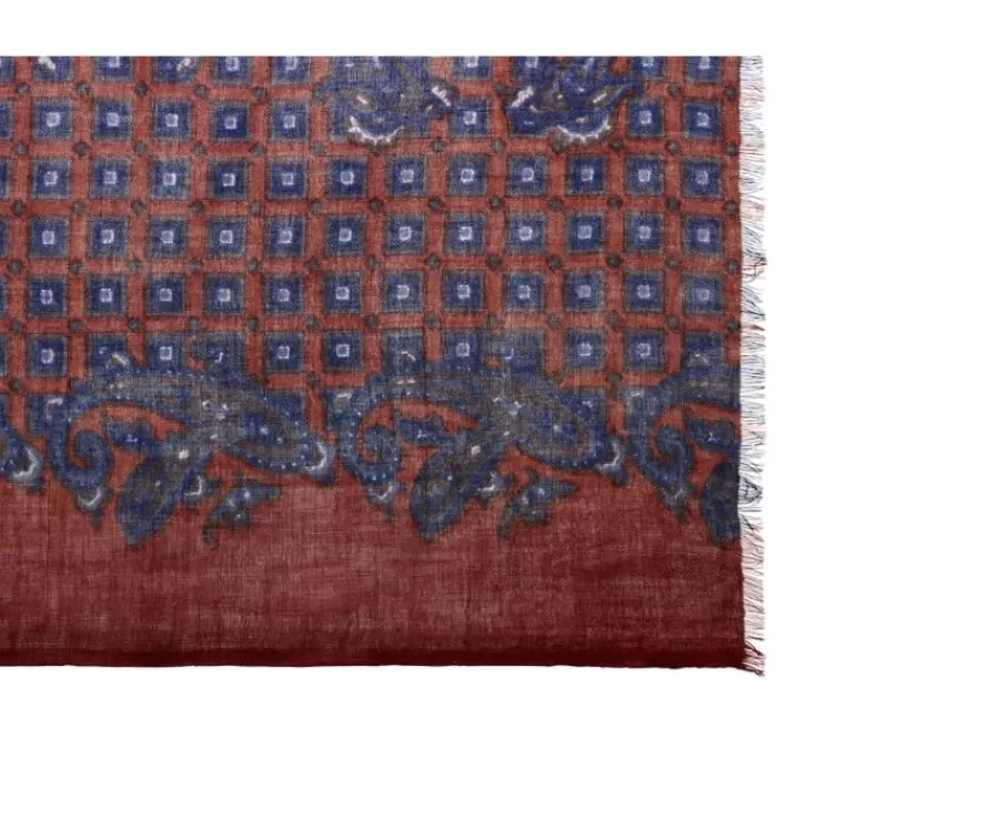 Best Sale Bufanda de Lana Rojo motivo Azul Bufandas Y Pañuelos