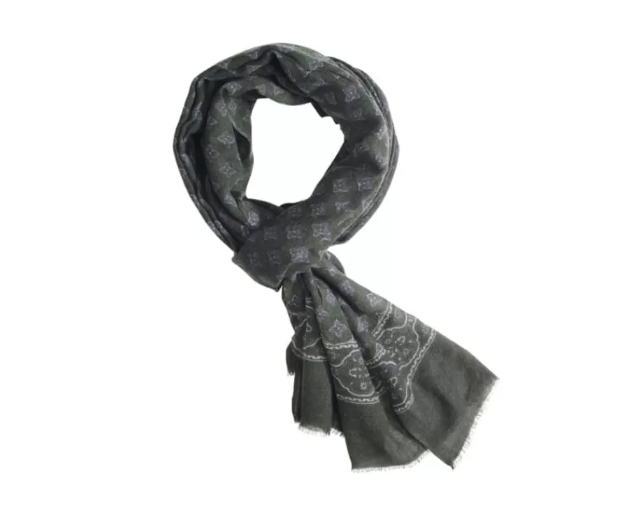 Best Sale Bufanda de lana Verde Patrón gris Bufandas Y Pañuelos