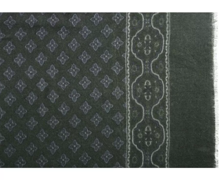 Best Sale Bufanda de lana Verde Patrón gris Bufandas Y Pañuelos