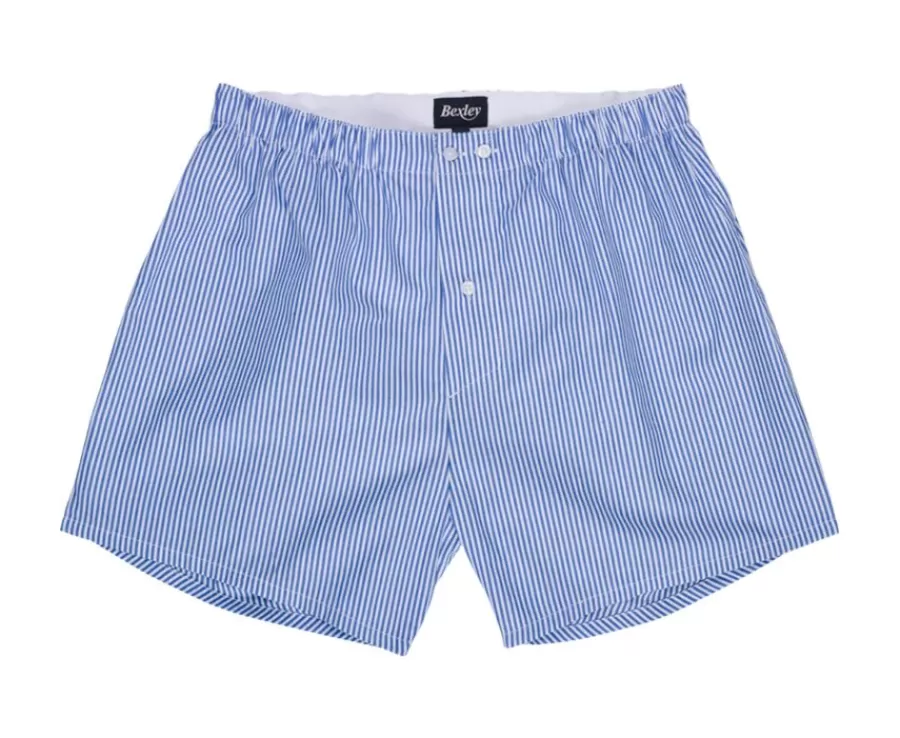 Shop Caja de 2 calzoncillos para hombre Azul liso/ Azul océano y rayas blancas Elon Boxers & Calzoncillos