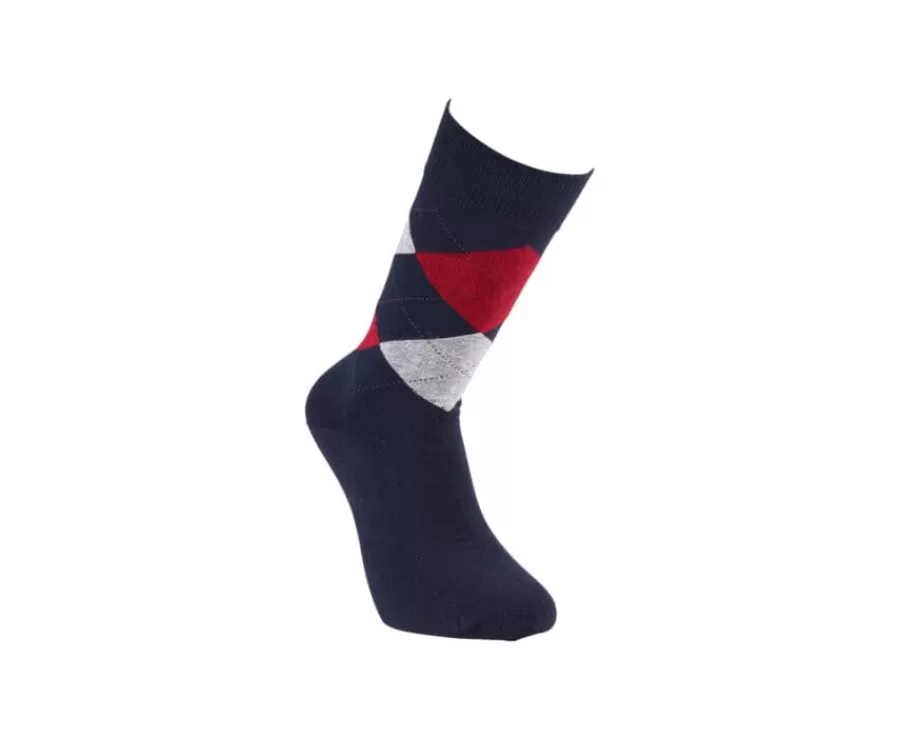 Store Calcetines de algodón grueso con diamantes Azul marino y rojo Calcetines