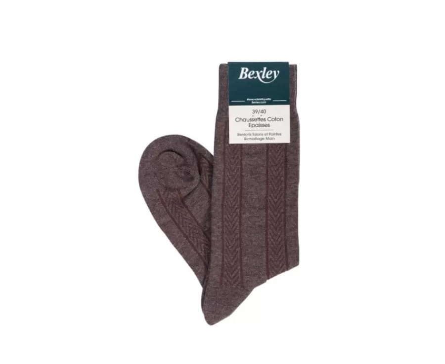 Best Sale Calcetines de algodón grueso con rayas de espiga Chocolate Moteado Calcetines