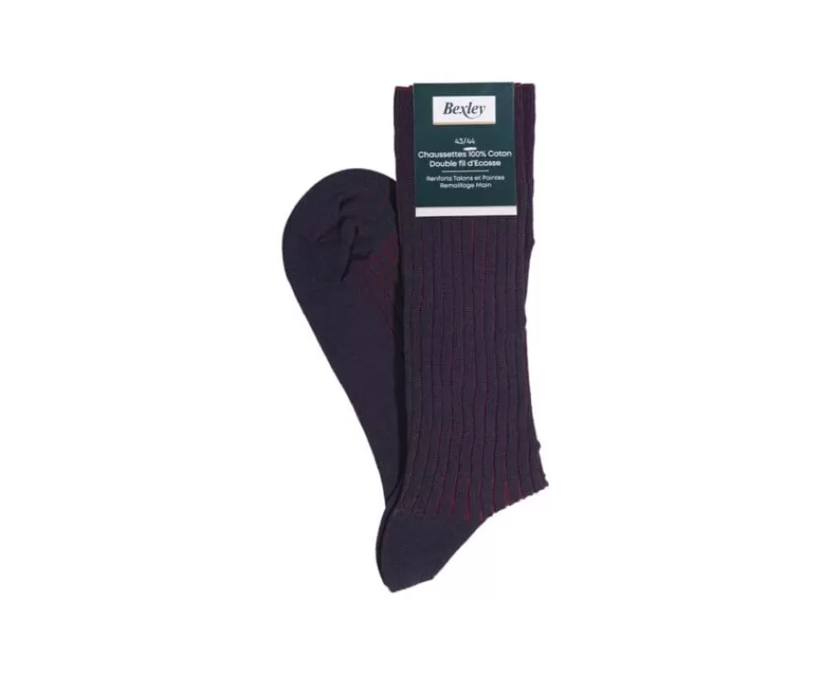 Sale Calcetines en canale Hilo de Escocia para hombre Marino y Rejo Burdeos Calcetines