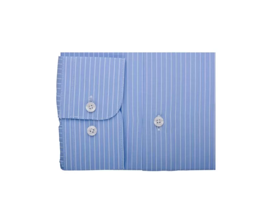 Fashion Camisa a rayas Navy y Blanca de algodón - Cuello francés Bertelin Camisas De Boda | Camisas De Vestir