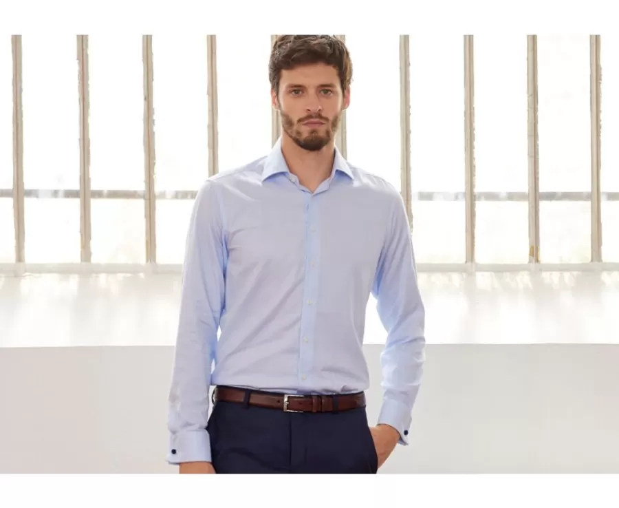 Fashion Camisa Azul pálido con gemelos Paolo Camisas De Boda | Camisas De Vestir