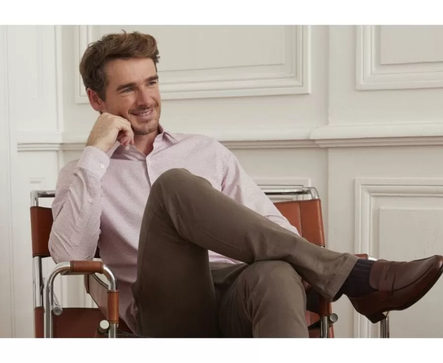 Sale Camisa blanca con pequeños cuadros rojos Salvatore Camisas De Cuadros | Corte Ajustado