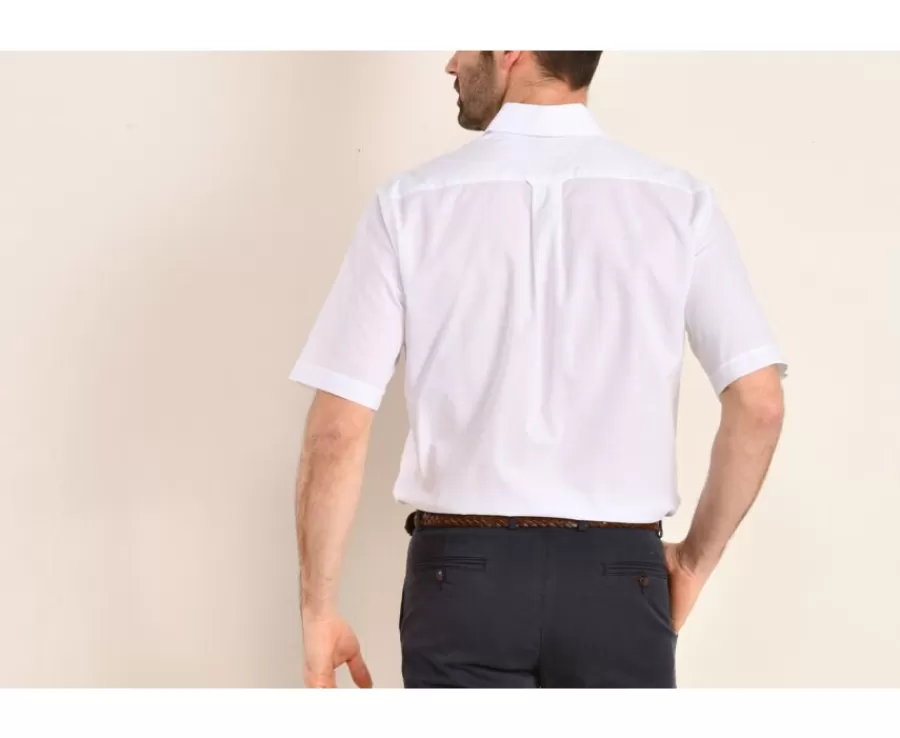 Fashion Camisa blanca de algodón y lino - Bolsillo en el pecho Colten Mc Camisas Blancas | Corte Estándar