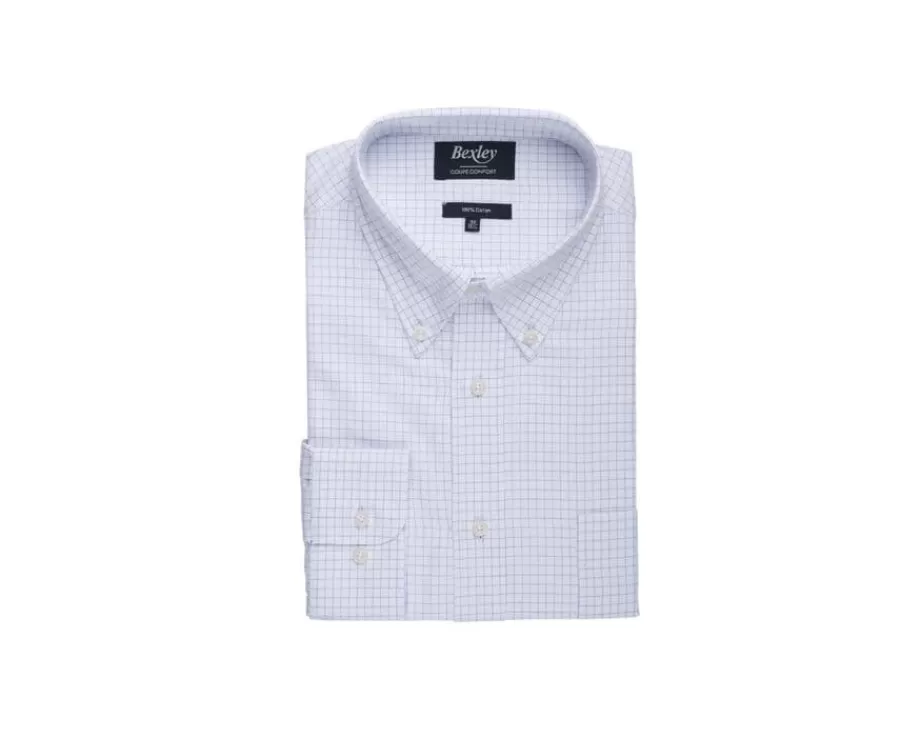 camisa_blanca_de_hombre_con_cuadros_azules_dallen_3.webp Store Camisa blanca de hombre con cuadros azules Dallen Camisas De Cuadros | Corte Estándar