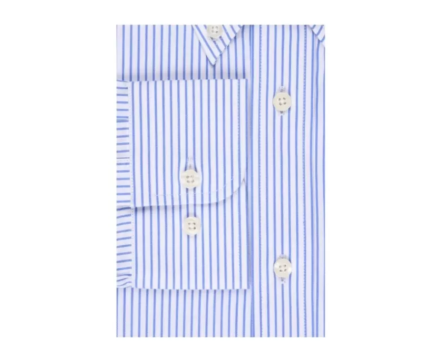 Cheap Camisa blanca de rayas azules con bolsillo en el pecho Broderick Camisas De Vestir | Camisas De Rayas