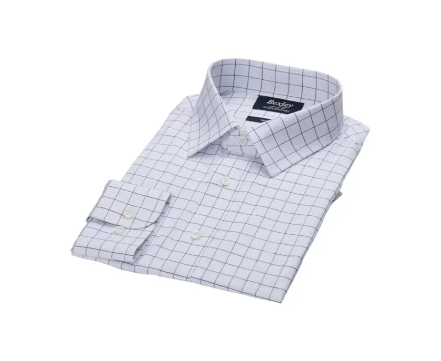 New Camisa blanca de sarga con cuadros azules Irmond Camisas De Cuadros | Corte Estándar