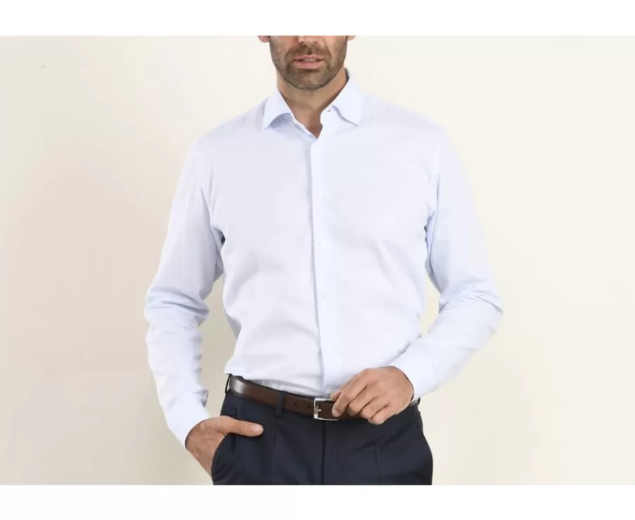 Online Camisa de algodón Azul claro - Cuello italiano Angelo Camisas De Boda | Camisas De Vestir