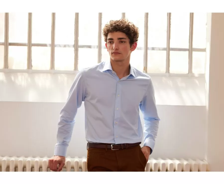 Fashion Camisa de algodón azul claro Giorgio Camisas De Boda | Camisas De Vestir