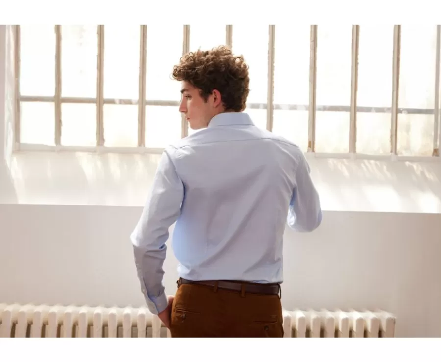 Fashion Camisa de algodón azul claro Giorgio Camisas De Boda | Camisas De Vestir