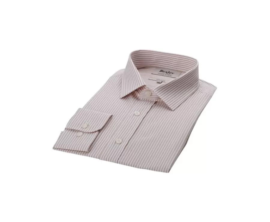 Store Camisa de algodón rayas Beis y Blanco Maximilien Camisas De Rayas | Camisas De Vestir