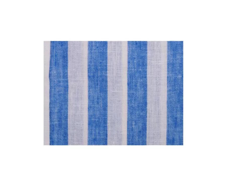 Outlet Camisa de algodón y lino a rayas Azul y Blanco Brunien Camisas De Rayas | Corte Ajustado Recortado