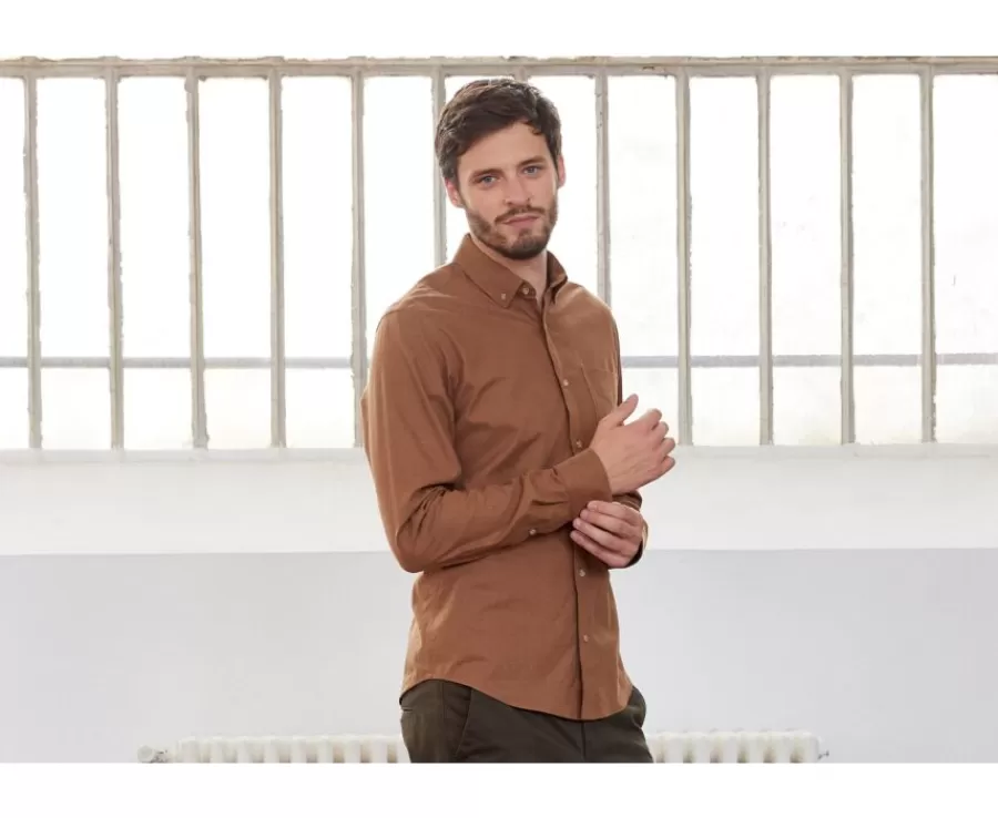 Fashion Camisa de franela Caramelo - Bolsillo en el pecho Alexander Camisas De Franela & Terciopelo