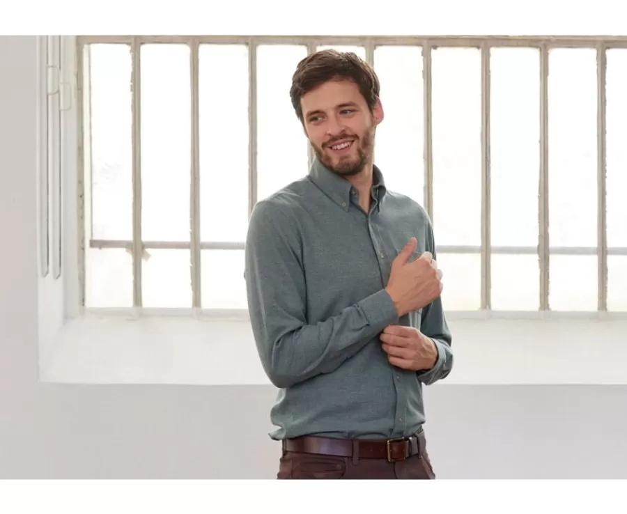 Clearance Camisa de franela Verde Tila Ander Camisas De Franela & Terciopelo | Corte Estándar