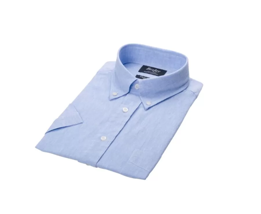 Cheap Camisa de lino y algodón Chambray Azul - Bolsillo en el pecho Colten Mc Corte Estándar