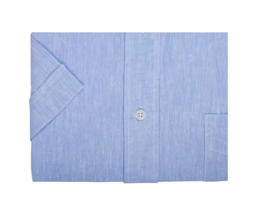 Cheap Camisa de lino y algodón Chambray Azul - Bolsillo en el pecho Colten Mc Corte Estándar