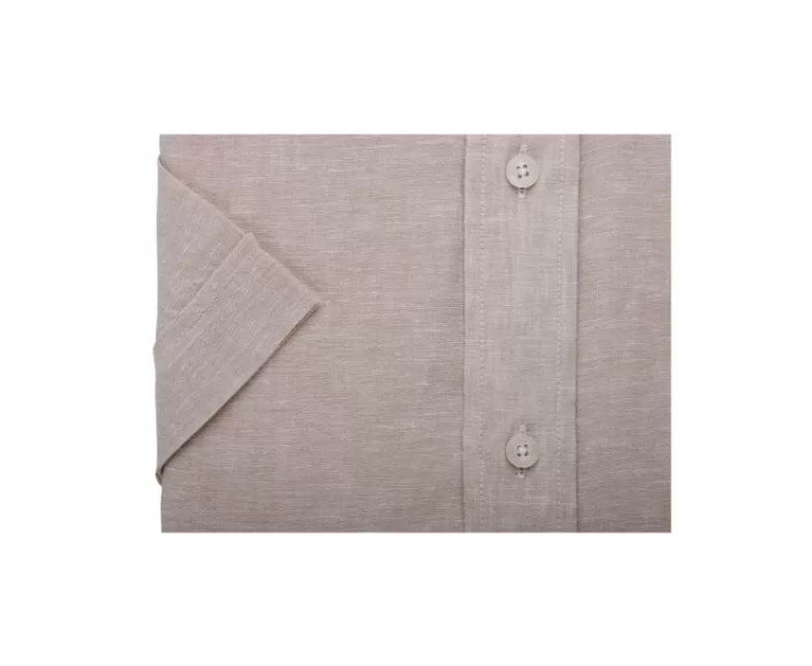 Discount Camisa de lino y algodón Chambray Beis - Bolsillo en el pecho Colten Mc Corte Estándar | Camisas Blancas