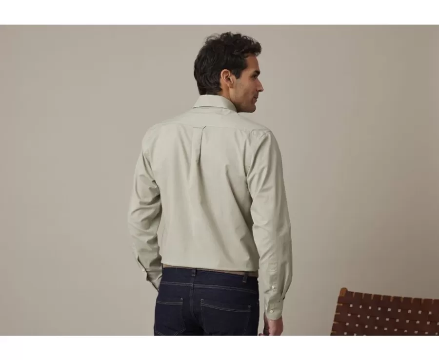 Online Camisa de lino y algodón Verde tila Colten Corte Estándar | Camisas Blancas