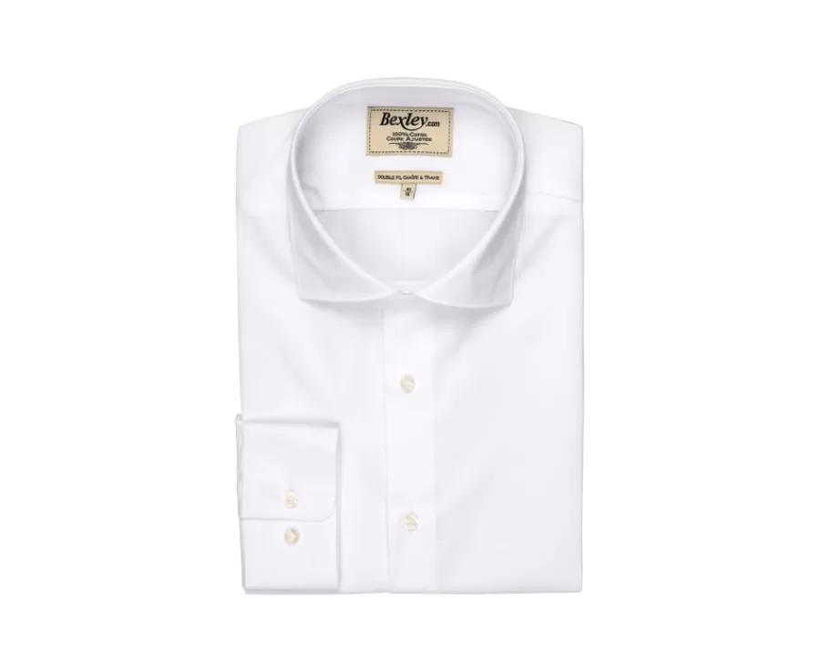 Hot Camisa de popelina de algodón blanca - Cuello italiano Ludovico Classic Camisas De Boda | Camisas De Vestir