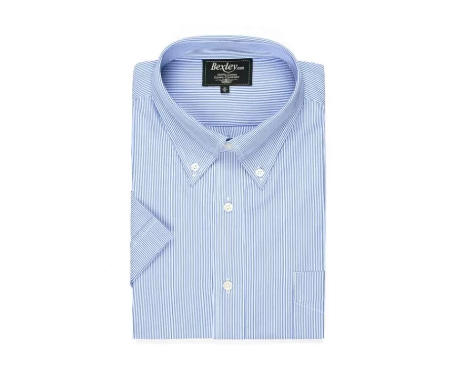 Cheap Camisa de rayas azules y blancas - Bolsillo Trent Mc Camisas De Rayas | Corte Estándar