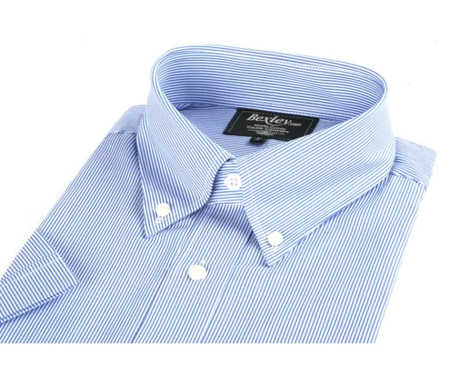 Cheap Camisa de rayas azules y blancas - Bolsillo Trent Mc Camisas De Rayas | Corte Estándar