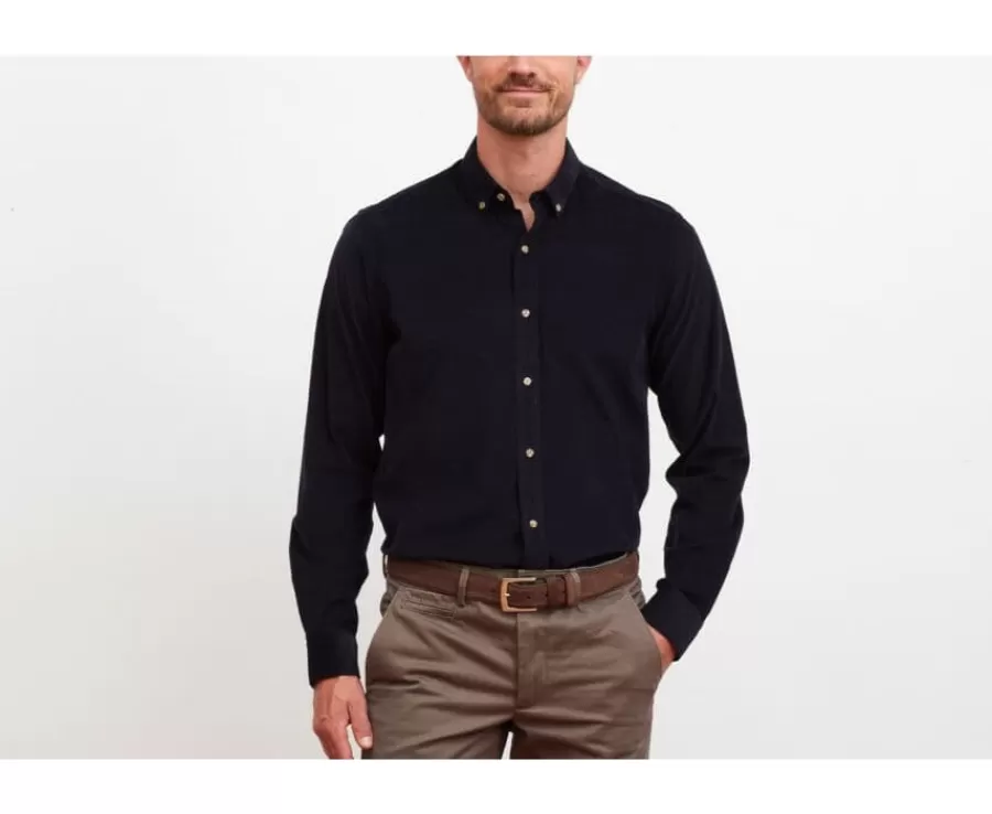 Cheap Camisa de terciopelo Marino oscuro - Cuello americano Wayne Camisas De Franela & Terciopelo