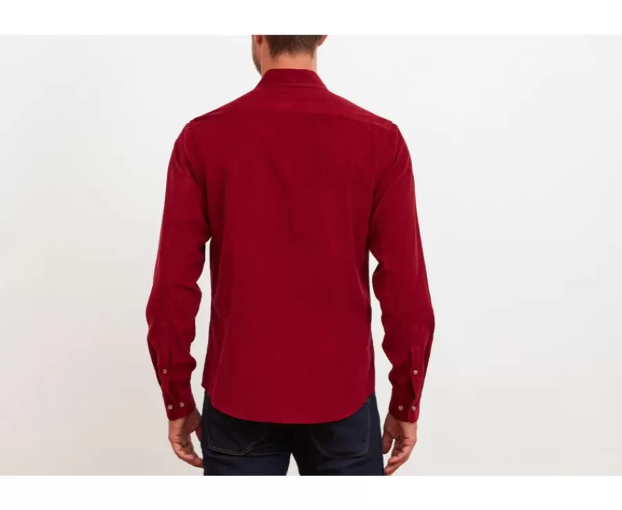 Cheap Camisa de terciopelo Rojo oscuro - Cuello americano Wayne Camisas De Franela & Terciopelo