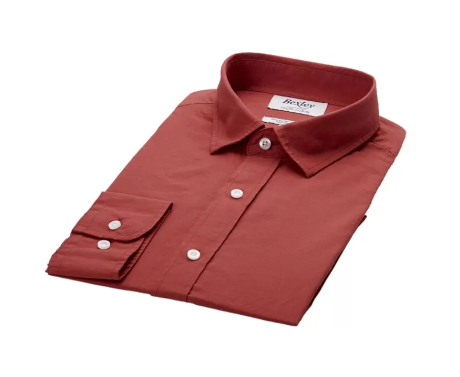 New Camisa lisa de lino de algodón Ocre Silbert Corte Ajustado Recortado | Camisas De Boda
