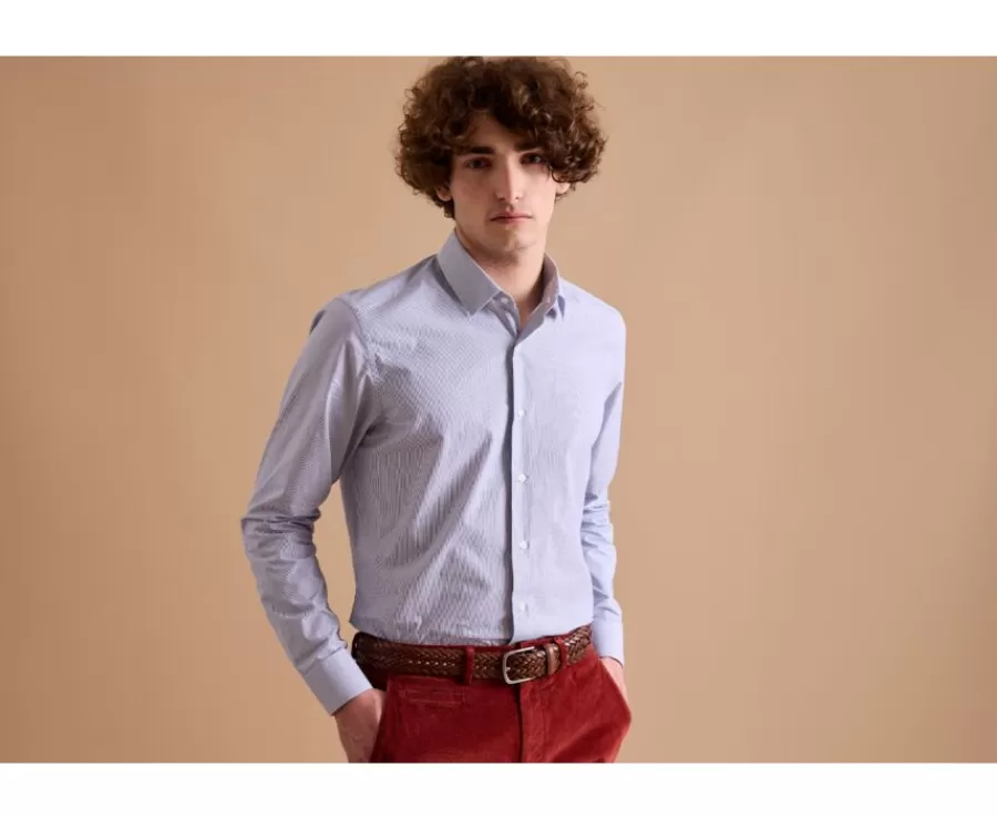 New Camisa Navy con rayas blanco Anselme Camisas De Rayas | Corte Ajustado