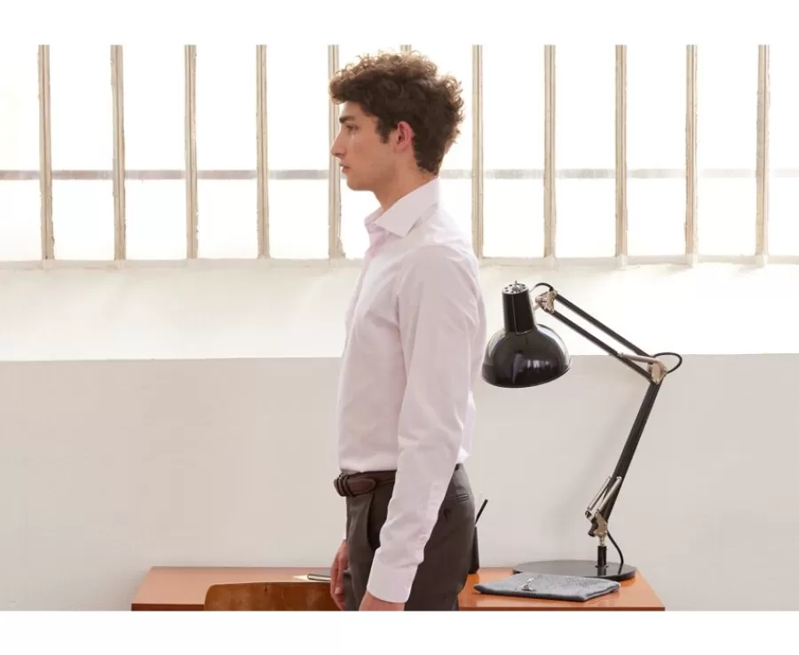 Cheap Camisa Oxford Rosa claro y Blanco - Cuello italiano Ernesto Camisas De Boda | Corte Ajustado