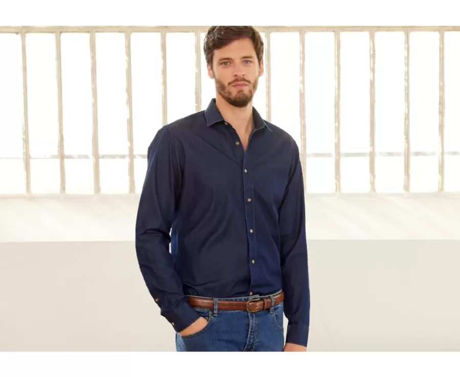 Best Sale Camisa vaquera Denim oscuro Jacquemin Corte Ajustado Recortado