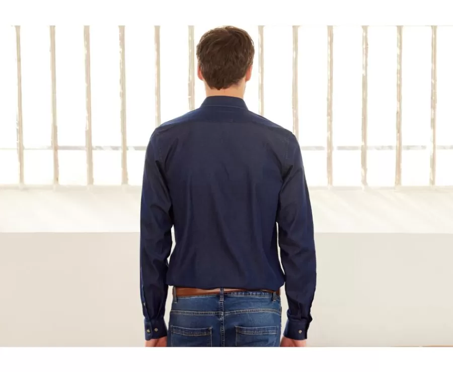 Best Sale Camisa vaquera Denim oscuro Jacquemin Corte Ajustado Recortado