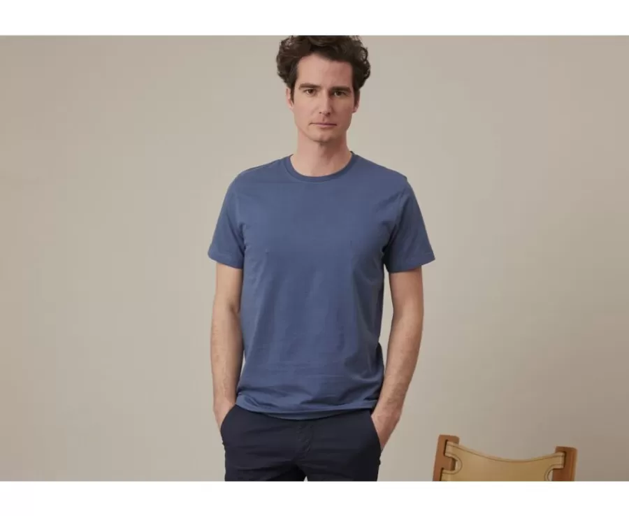 Fashion Camiseta de algodón orgánico Azul grisáceo Edgar Iii Camisetas
