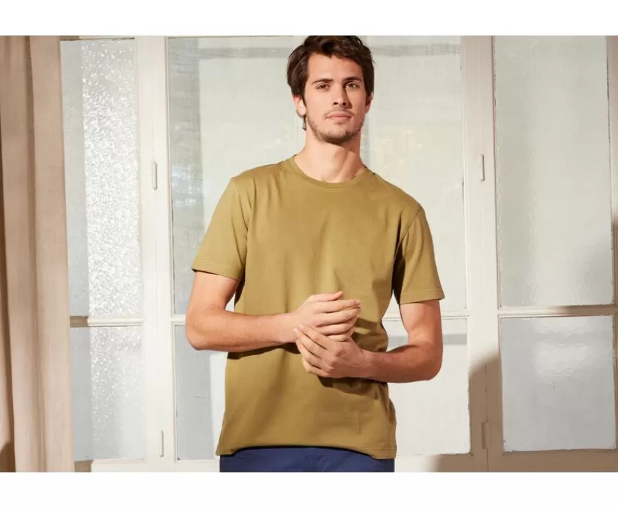 Best Sale Camiseta de algodón orgánico Caqui claro Edgar Iii Camisetas