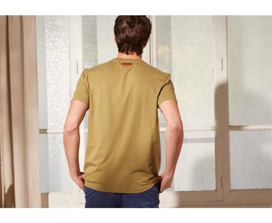 Best Sale Camiseta de algodón orgánico Caqui claro Edgar Iii Camisetas