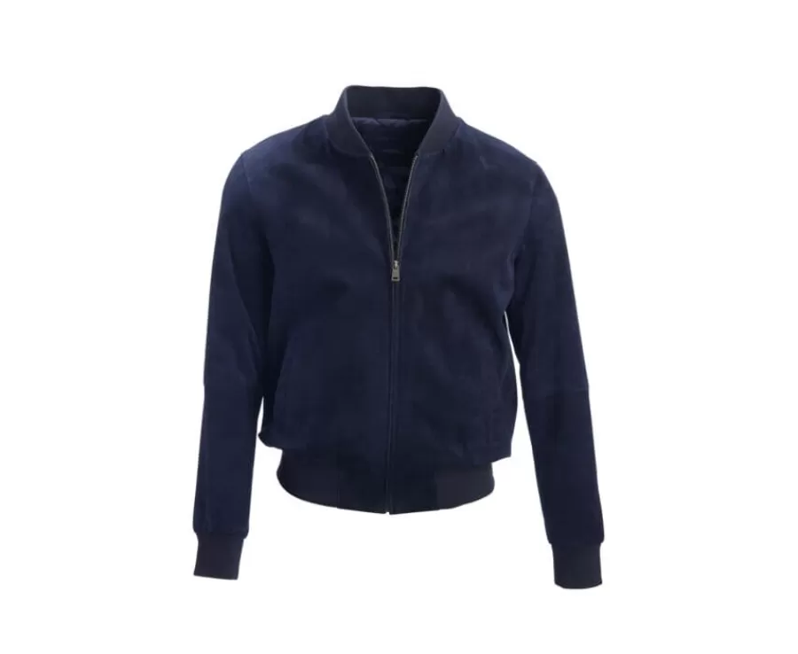 Online Chaqueta de cuero Azul marino para hombre Sean Cazadoras Y Chaquetas De Cuero