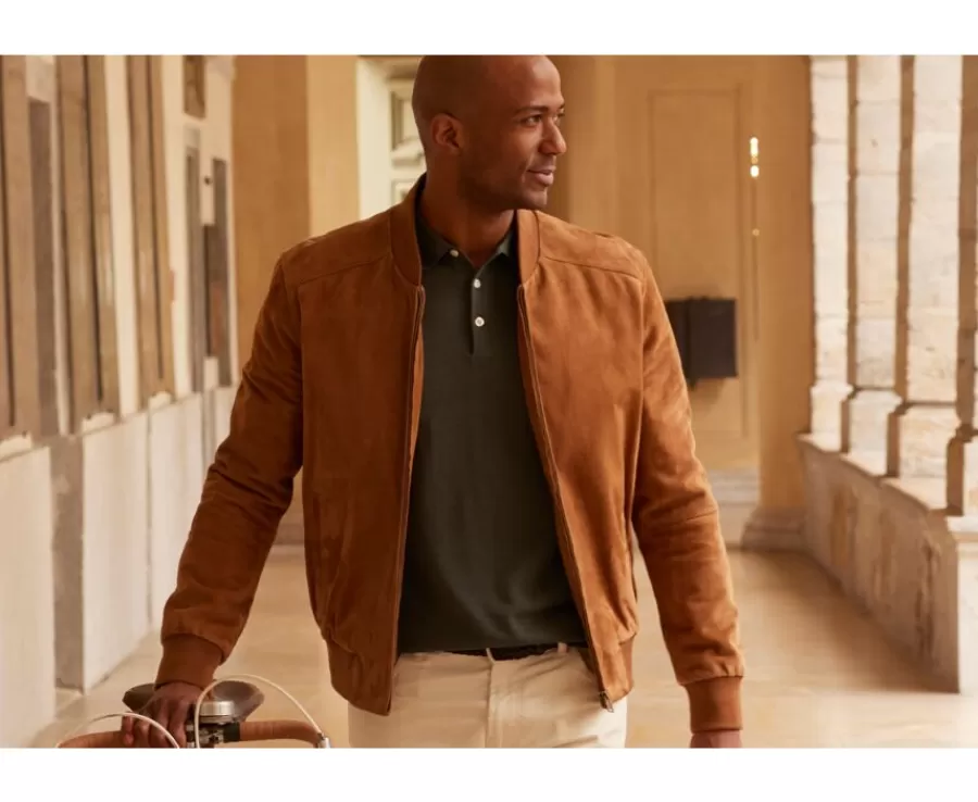 Cheap Chaqueta de cuero Caramelo para hombre Sean Ii Cazadoras Y Chaquetas De Cuero
