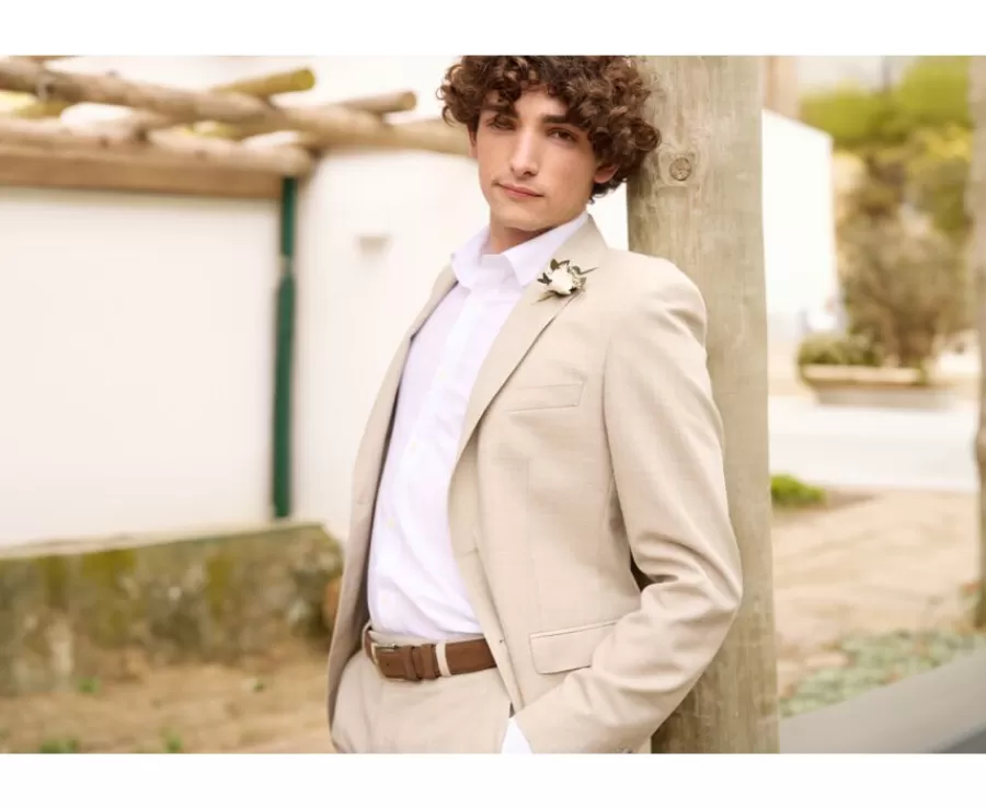 Shop Chaqueta de traje Beis moteado para hombre Lazare Chaquetas De Traje Y Chalecos