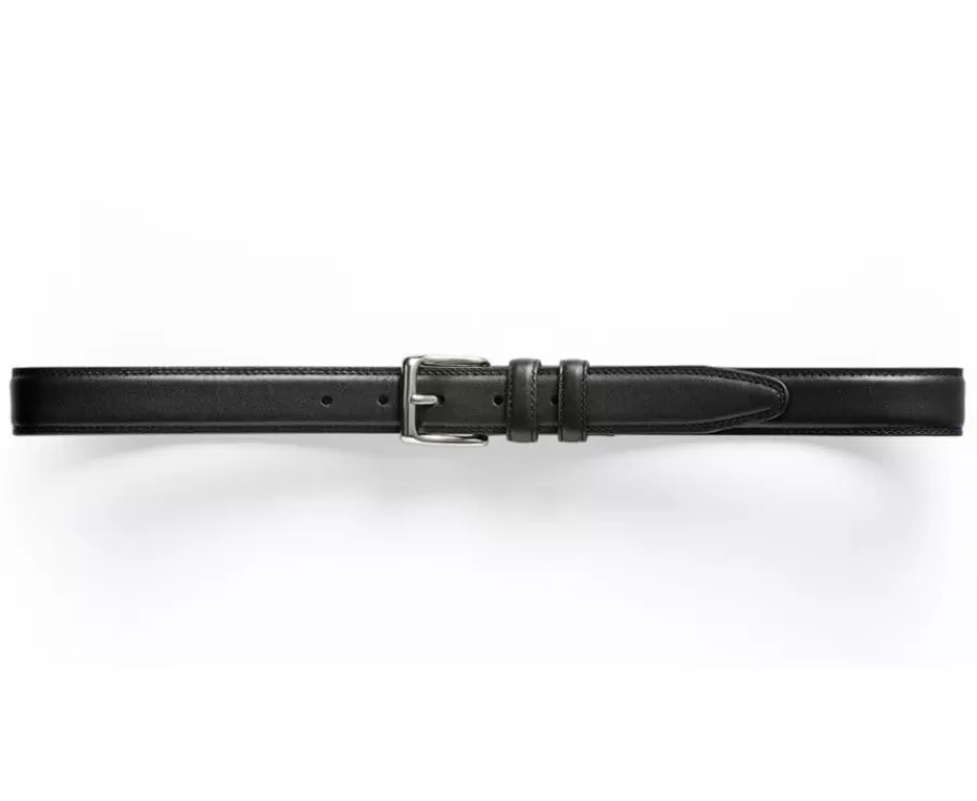 Discount Cinturón de cuero negro para hombre con hebilla plateada Brixton Silver Cinturones