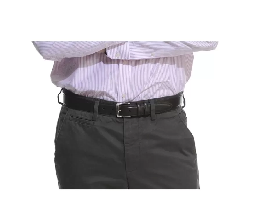 Discount Cinturón de cuero negro para hombre con hebilla plateada Brixton Silver Cinturones