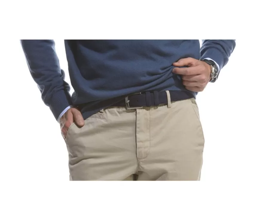 Store Cinturón de lujo para hombre de terciopelo Azul marino Westgate Silver Cinturones