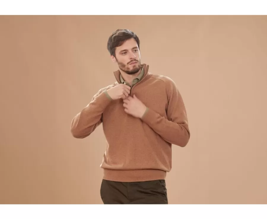Online Jersey de hombre de lana con cuello con cremallera Avellana moteado Kenneth Jerséis De Cuello Cremallera | Jerséis De Punto