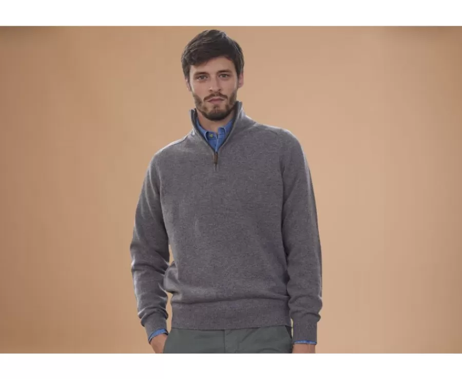 Cheap Jersey de hombre de lana con cuello con cremallera Gris moteado Kenneth Jerséis De Cuello Cremallera | Jerséis De Punto