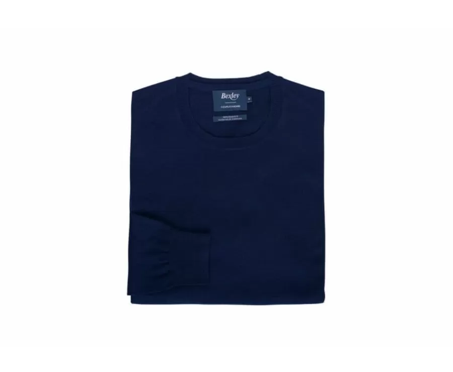 Online Jersey de hombre fino algodón Pima/cachemira con cuello redondo Azul marino Vladimir Jerséis Cuello Redondo | Jerséis Algodón Bio/cachemira
